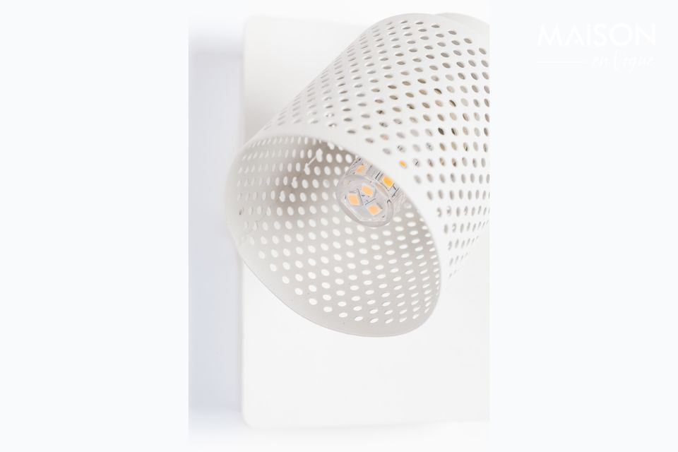 An all-white spotlight that can be mounted on a wall or ceiling.