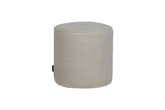 Sara round plush pouf in off-white fabric Clipped