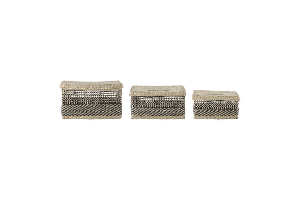 Sea rush baskets with black lid Sabel Bloomingville