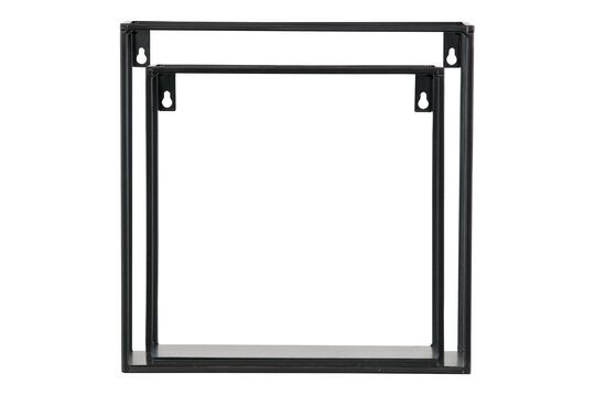 Set of 2 black metal cube wall shelves Meert Clipped