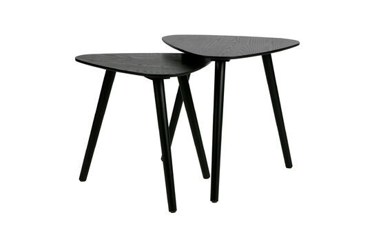 Set of 2 black wooden side tables Nila Clipped