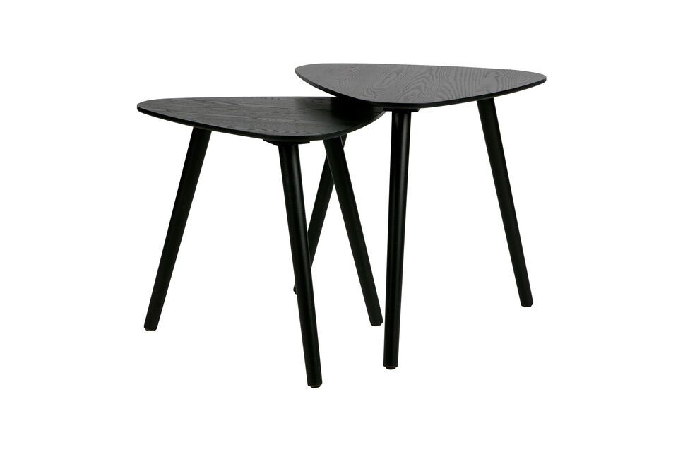Set of 2 black wooden side tables Nila Woood