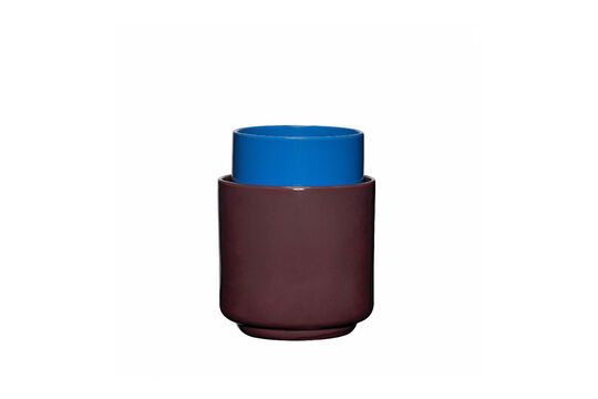 Set of 2 blue and brown ceramic pots Two