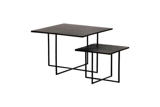 Set of 2 dark brown metal side tables Olan Clipped