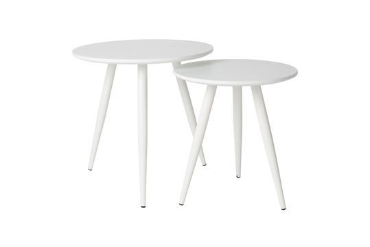 Set Of 2 Daven White Side Tables Clipped