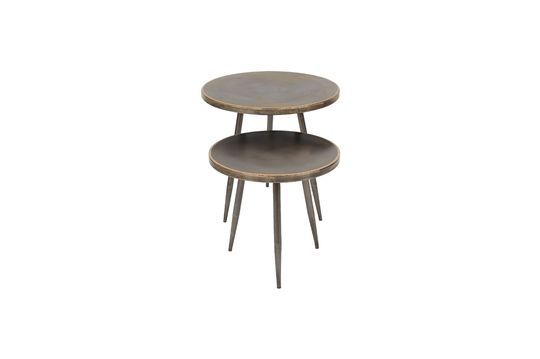 Set of 2 Flaxieu Brushed Metal Side Tables Clipped
