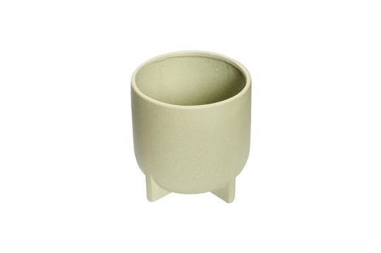 Set of 2  green ceramic planters Split Clipped