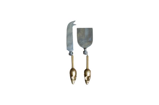 Set of 2 Mouse cutlery with brass handle Clipped