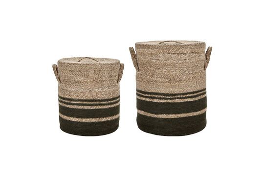 Set of 2 natural-fiber baskets, clear Laundry