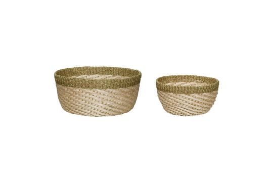 Set of 2 natural fiber baskets khaki Palm