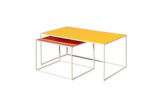 Set of 2 orange and yellow Spring metal coffee tables