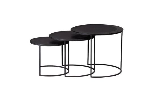 Set of 3 James dark brown metal side tables Clipped