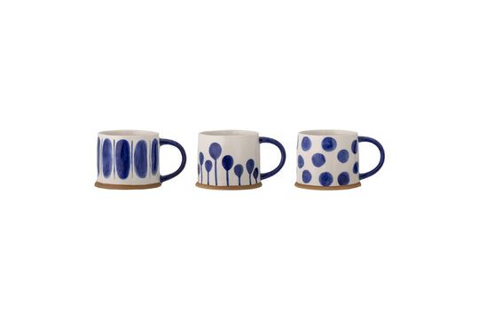 Set of 3 Linora blue stoneware mugs