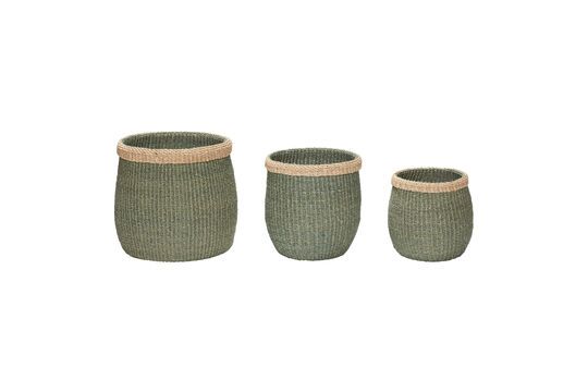 Set of 3 Moss green natural fiber baskets