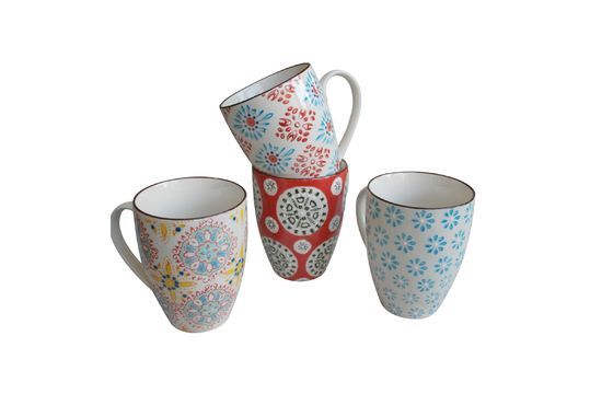 Set of 4 Bohemian mugs Clipped