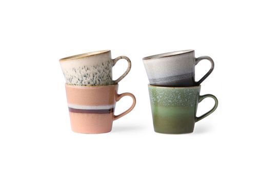 Set of 4 ceramic cappuccino cups 70's