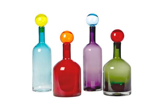 Set of 4 multicolored glass bottles Bubbles Clipped