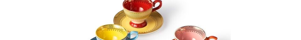 Material Details Set of 4 multicolored porcelain cups Grandma