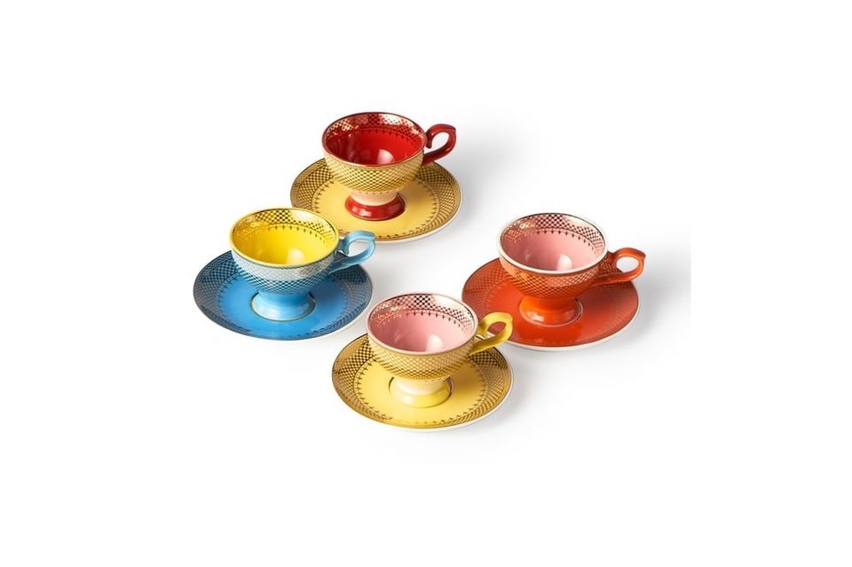 Set of 4 multicolored porcelain cups Grandma - 5
