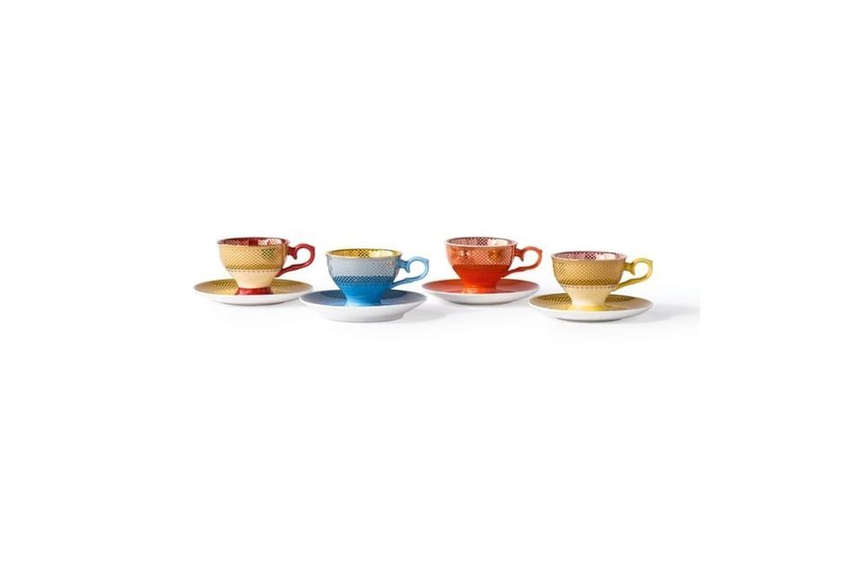 Set of 4 multicolored porcelain cups Grandma - 6
