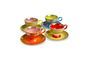 Miniature Set of 4 multicolored porcelain cups Grandma Clipped