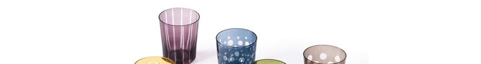 Material Details Set of 6 multicolored glasses with round patterns Cuttings