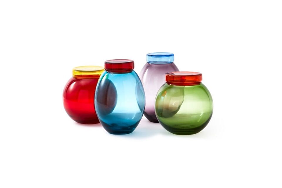 Sets of 4 Bloated multicolored glass jars Pols Potten