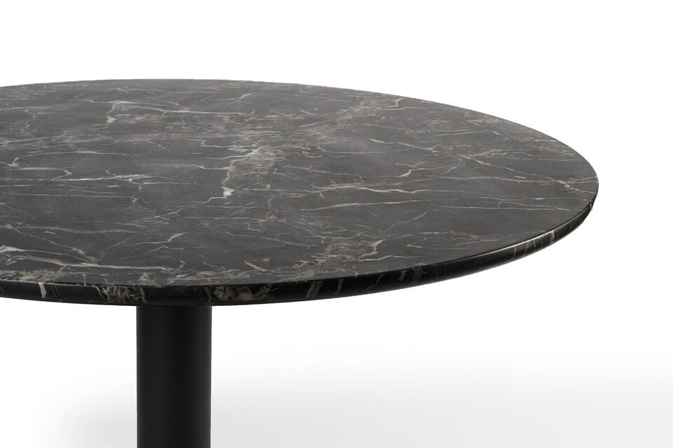 It features a black stone-look top with a marbled pattern that is durable and resistant to