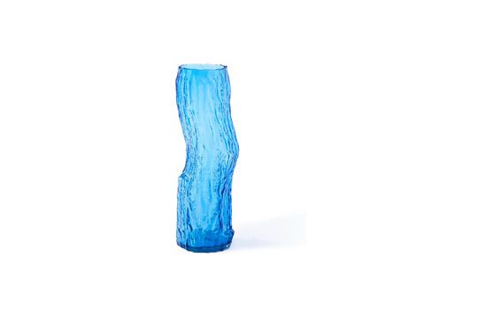 Small blue glass vase Tree Log Clipped