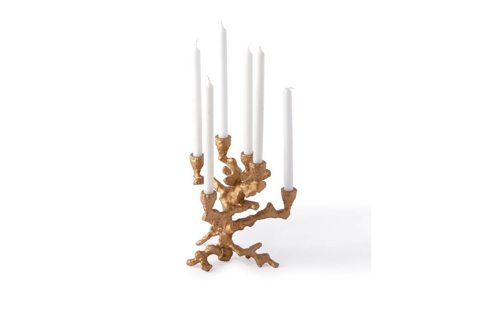 This Apple Tree candleholder is a piece entirely covered with golden aluminum