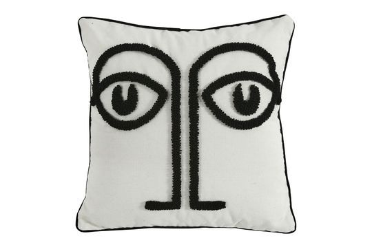 Square cushion in white fabric Cat Clipped