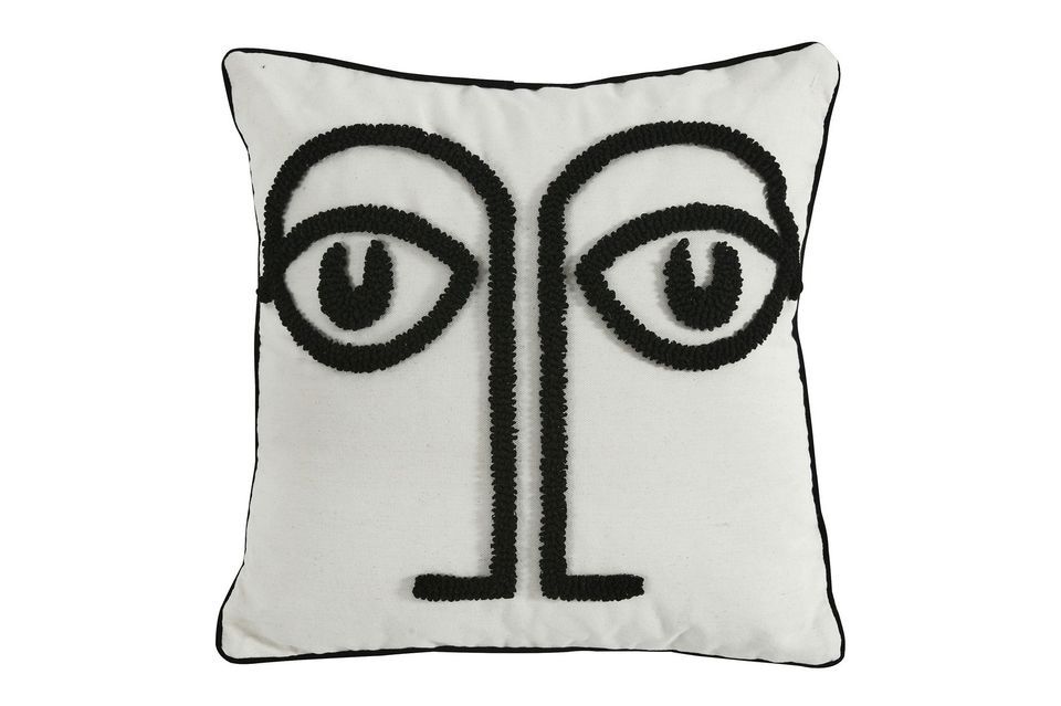 Square cushion in white fabric Cat Athezza