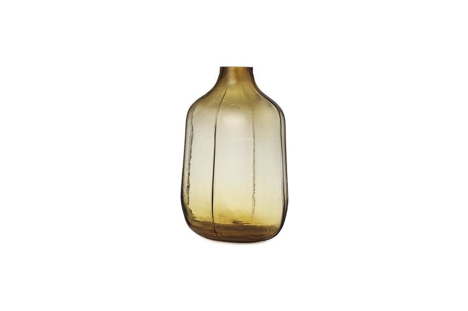 The series consists of a tall vase in brown or clear glass