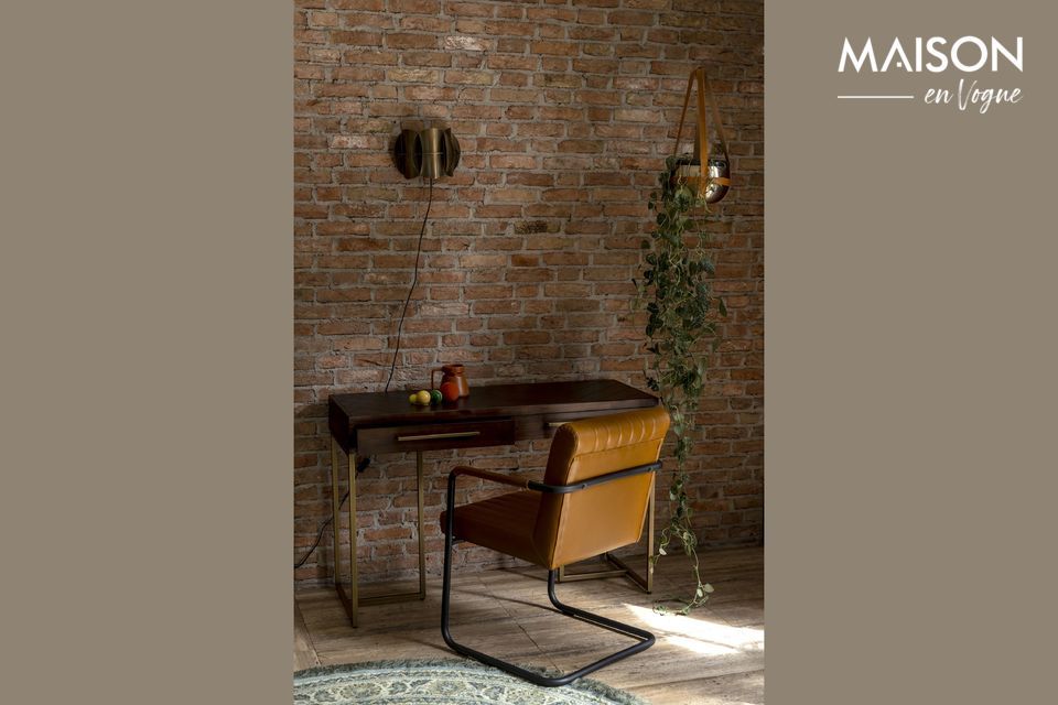 Stitched armchair in cognac - 14