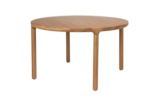 Storm beige round wooden table D128 Clipped