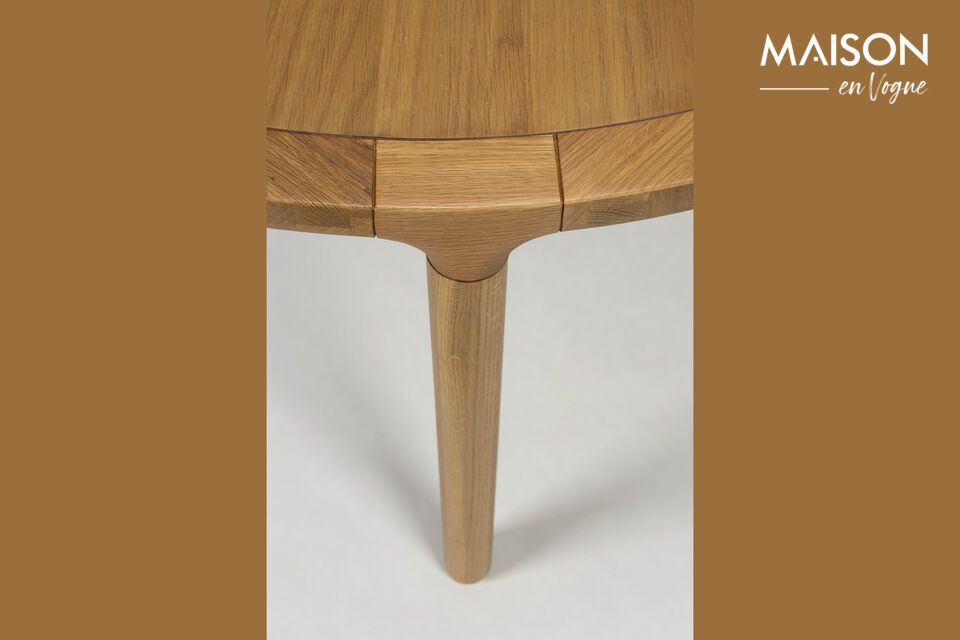 Storm beige round wooden table D128 - 6
