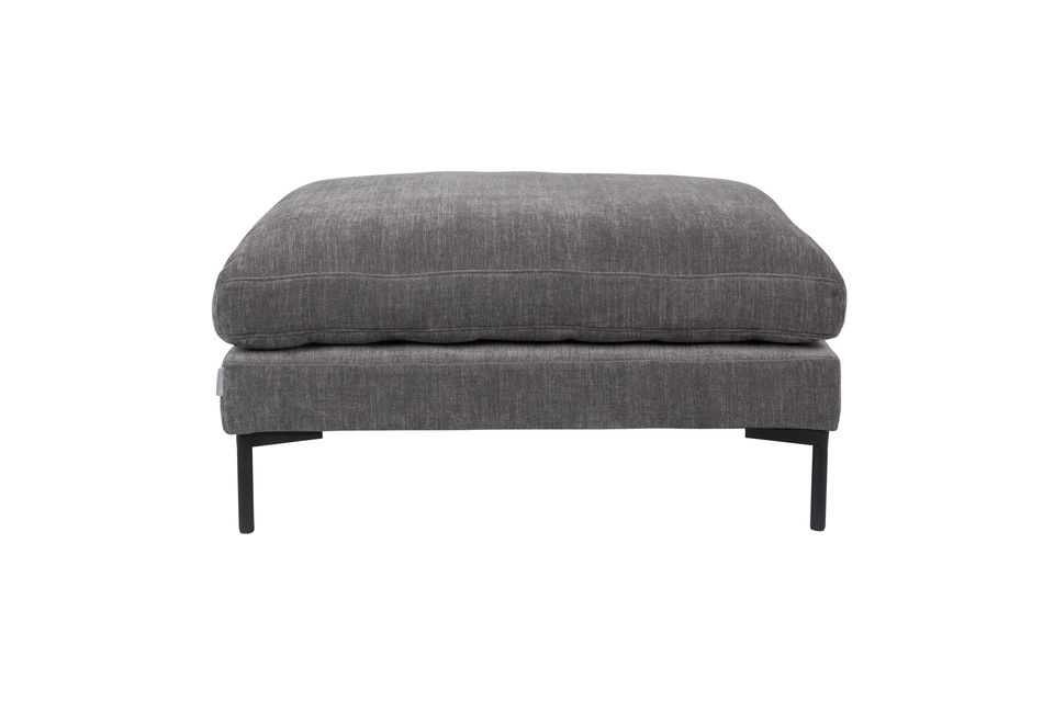 This footstool offers a very modern design with its steel legs and rectangular structure topped with