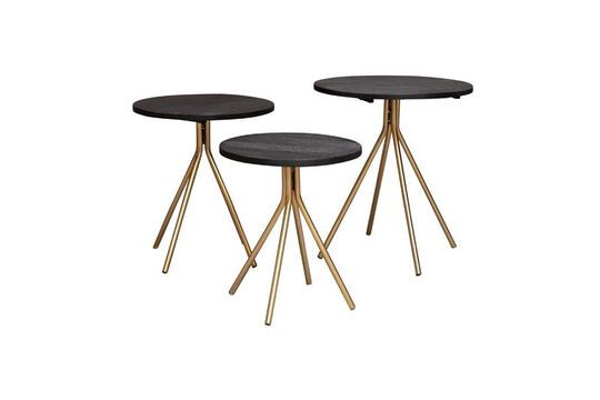 Supremes set of 3 black wooden side tables