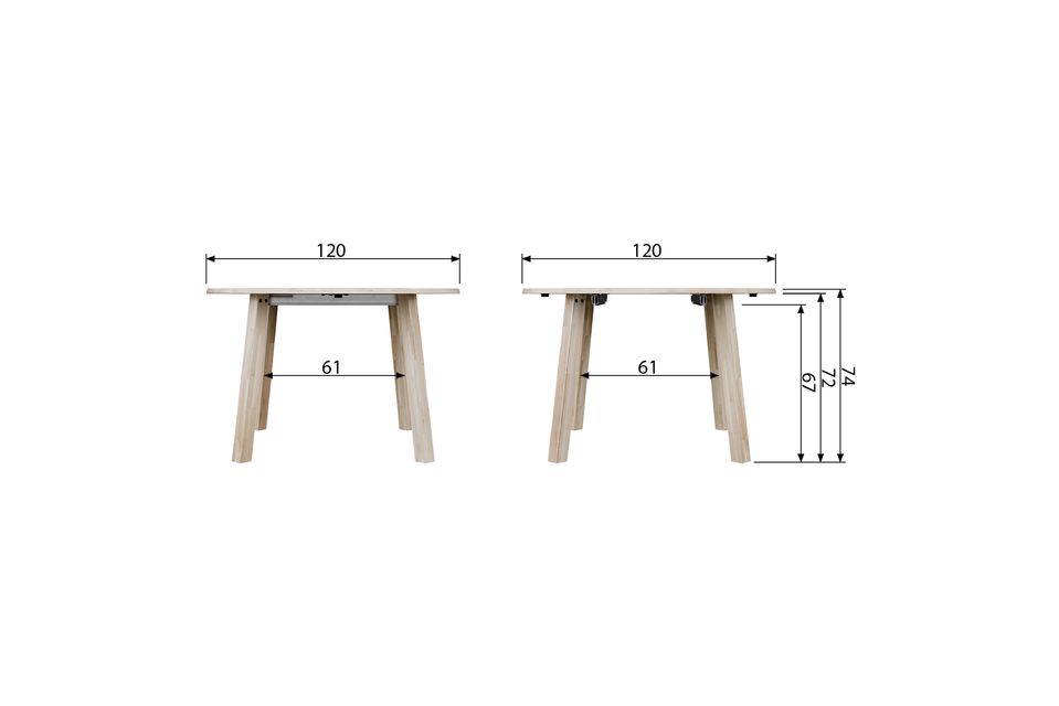 The thickness of the top is 24 mm and the total height of the table is 74