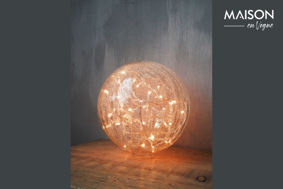 Table lamp 25 cm clear cracked glass ball Chehoma