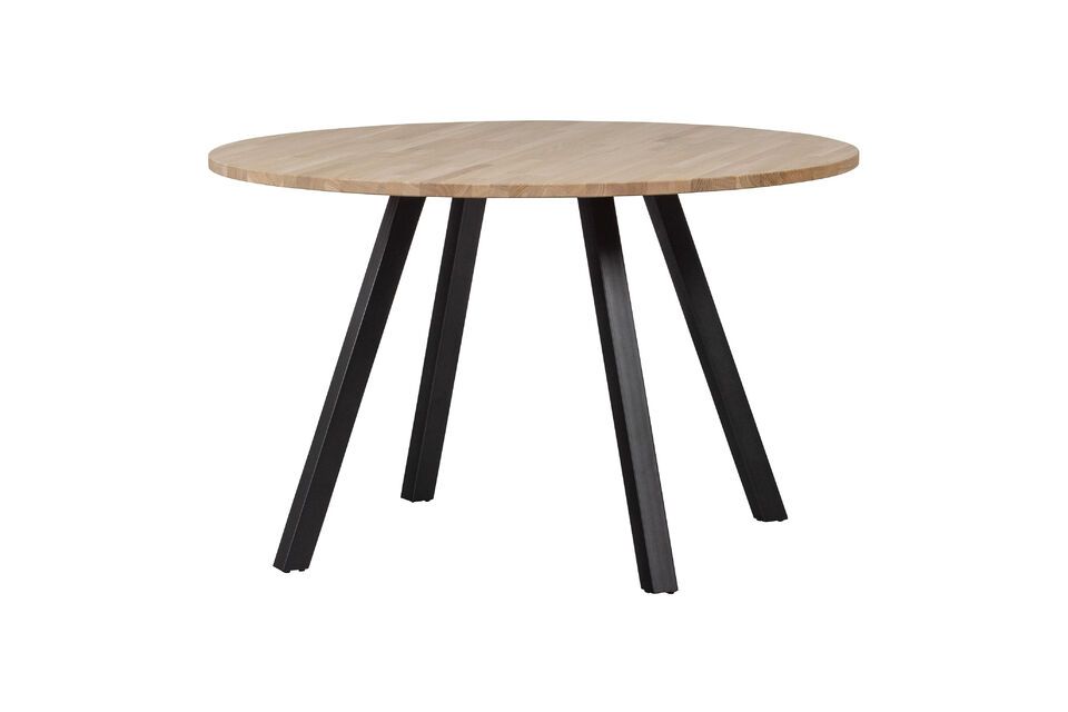 Table Ø120 in solid beige oak with square legs Tablo Woood