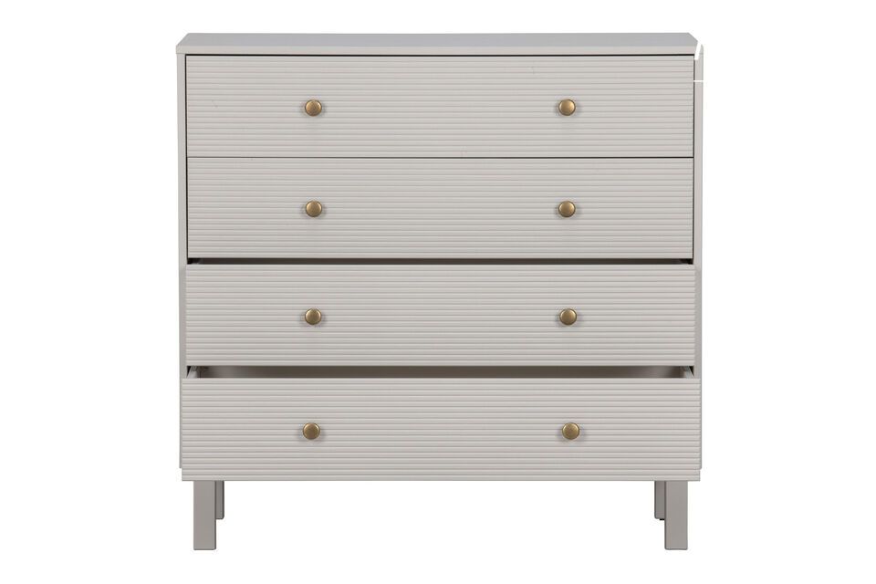 The gold knobs add a touch of sophistication and sturdiness to the ensemble