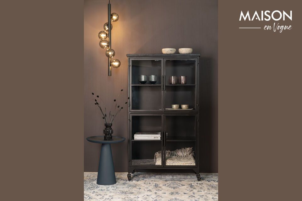Elegant, mobile storage with secure display case.