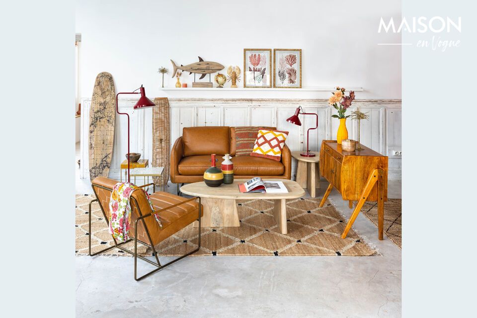 A sturdy, functional piece of mango furniture.