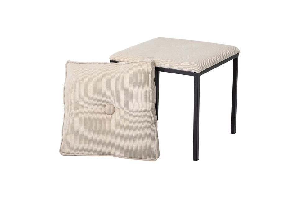 Comfortable with its removable square polyester cushion to be placed on top of the same material