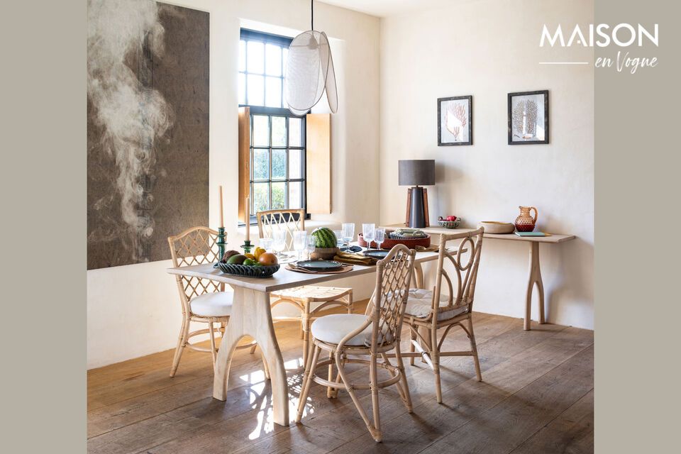 Invite the warmth of a mango table to your meal.
