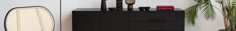 Material Details Travis Black Oak Sideboard