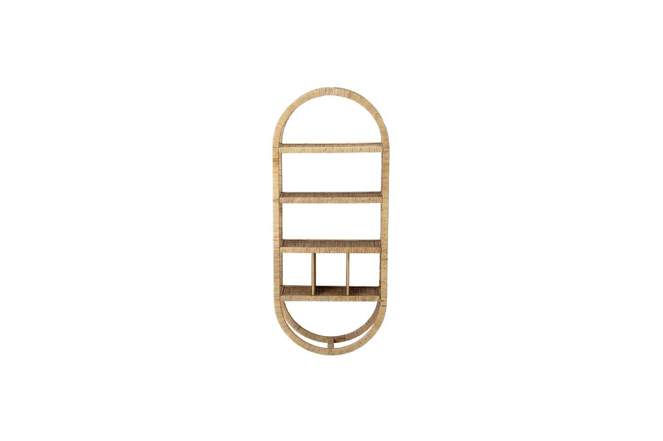This rattan-covered fir shelf will stand out with its amazing oval shape