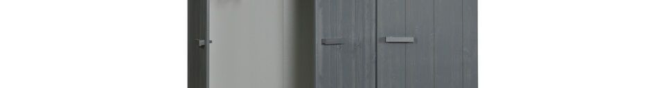 Material Details Wardrobe 3 doors in dark gray wood Dennis