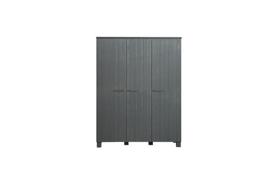 Wardrobe 3 doors in dark gray wood Dennis Clipped